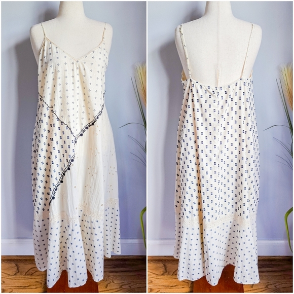 Zara New Ivory & Black Embroidred Eyelet Textured Patchwork Midi Dress SZ XXL - Picture 13 of 15